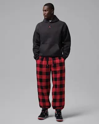 Jordan Brooklyn Men's Brushed Fleece Cuffed Pants Gym Red/Sail [Body: 73% cotton/27% polyester. Pockets: 100% cotton., Machine wash, XS-3XL]