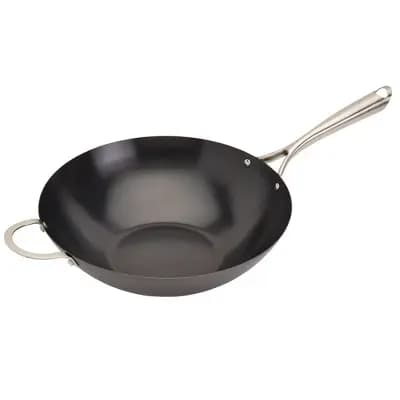 Infuse 14" Open Wok with Stainless Steel Handle: Carbon Steel Nonstick Pan, Gas & Induction Compatible Cookware [Carbon Steel, Stainless Steel, 14 Inches]