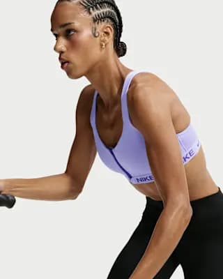 Nike Indy High Support Women's Padded Front-Zip Sports Bra Purple Pulse/Dark Concord [Purple Pulse/Dark Concord, Jacquard chest band, Machine Wash]