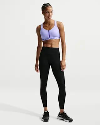 Nike Indy High Support Women's Padded Front-Zip Sports Bra Purple Pulse/Dark Concord [Purple Pulse/Dark Concord, Jacquard chest band, Machine Wash]