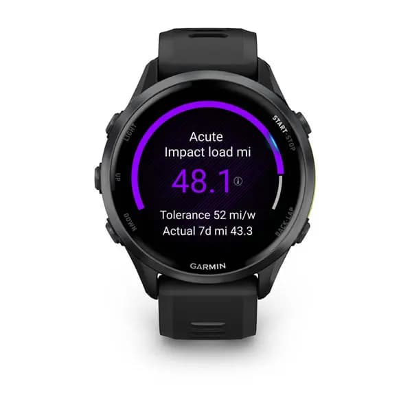 Garmin Forerunner 970 Carbon Gray DLC Titanium with Black Case and Black/Translucent Whitestone Band [AMOLED (optional always-on mode), 5 ATM, 1.4\" (35.3 mm) diameter]