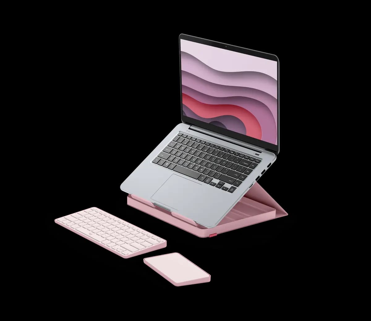 Logitech Casa Pop-Up Desk - Bohemian Blush - English US (QWERTY) [0.67 in (17 mm), 4.41 in (112 mm), 11.02 in (280 mm)]