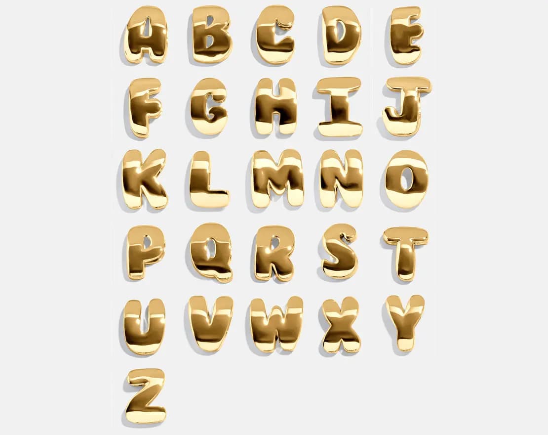 BaubleBar Knotty Initial Custom Bracelet - Cool Gray Double Letters Gold [Adjustable pull-tie so you can get a perfect fit, Personalized with the capital letter of yo, Choose from 