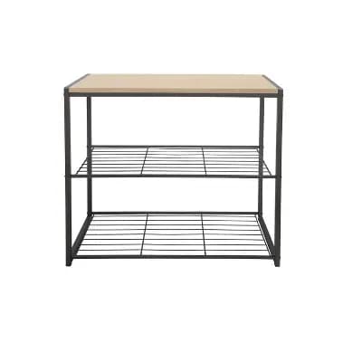 3 Tier Shoe Rack Black Metal with Natural Wood - Brightroom™ [7.45 Pounds, Metal (Frame), Ground Freestanding]