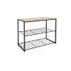 3 Tier Shoe Rack Black Metal with Natural Wood - Brightroom™ [7.45 Pounds, Metal (Frame), Ground Freestanding]