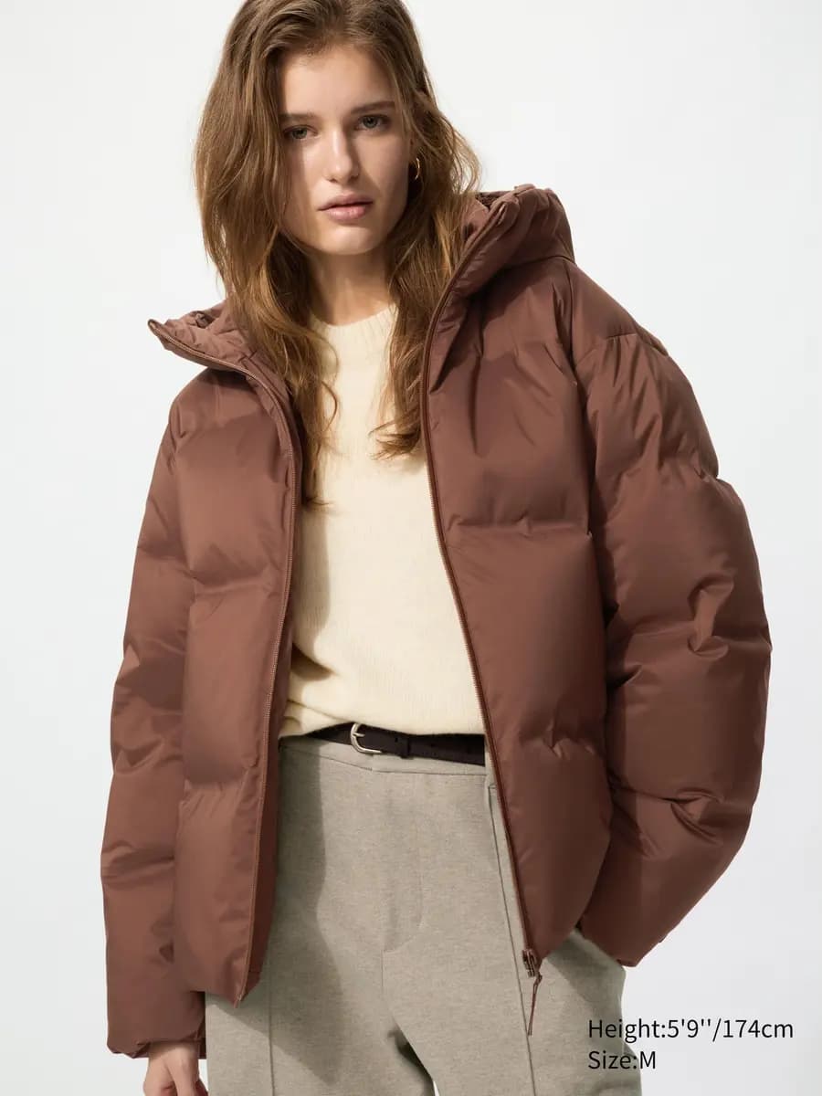 Uniqlo Seamless Down Parka Brown [Imported, Hand wash cold, Do not dry clean, Longer length and hood for full-body warmth.]