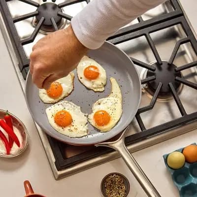 Caraway Home 12" Fry Pan Cream [Stainless Steel, 4 Quart, Ceramic]