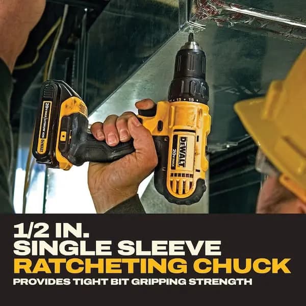 DEWALT 20V MAX Cordless 1/2 in. Drill/Driver, (2) 20V 1.3Ah Batteries, Charger and Bag, DCD771C2 [Battery Amp Hours: 1.3 Ah, Battery Power Type: Lithium Ion, Battery Voltage (V): 2