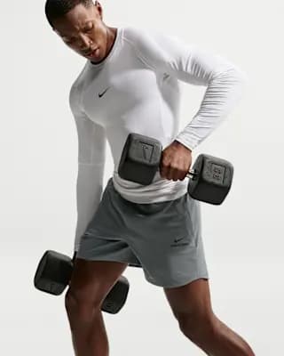 Nike Pro Training Men's Dri-FIT 6" Shorts Smoke Grey/Black [Body: 89% polyester/11% spandex. Mesh: 100% polyester., Machine wash, XS-4XL]
