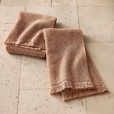 Casaluna 2pk Organic Texture Hand Towel Clay - Casalunaâ„¢ [100% Organic Cotton, Heavyweight (550-800 GSM), Hohenstein HTTI]