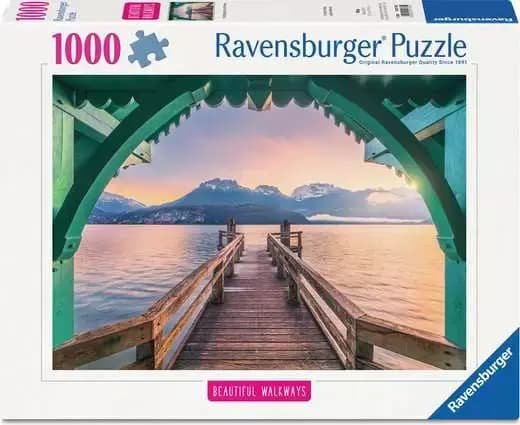 Ravensburger Jigsaw Puzzle Romantic Footbridge at Lac d'Annecy - 1000 Pieces Puzzle [1000, ages 14 +]