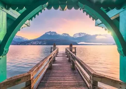 Ravensburger Jigsaw Puzzle Romantic Footbridge at Lac d'Annecy - 1000 Pieces Puzzle [1000, ages 14 +]