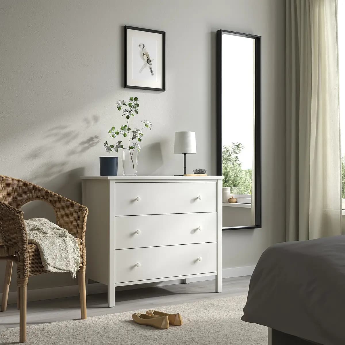 IKEA KILBERGET 3-drawer dresser, white/anchor/unlock function [Width 33 7/8 ", Depth 16 1/8 ", Height 30 3/4 "]