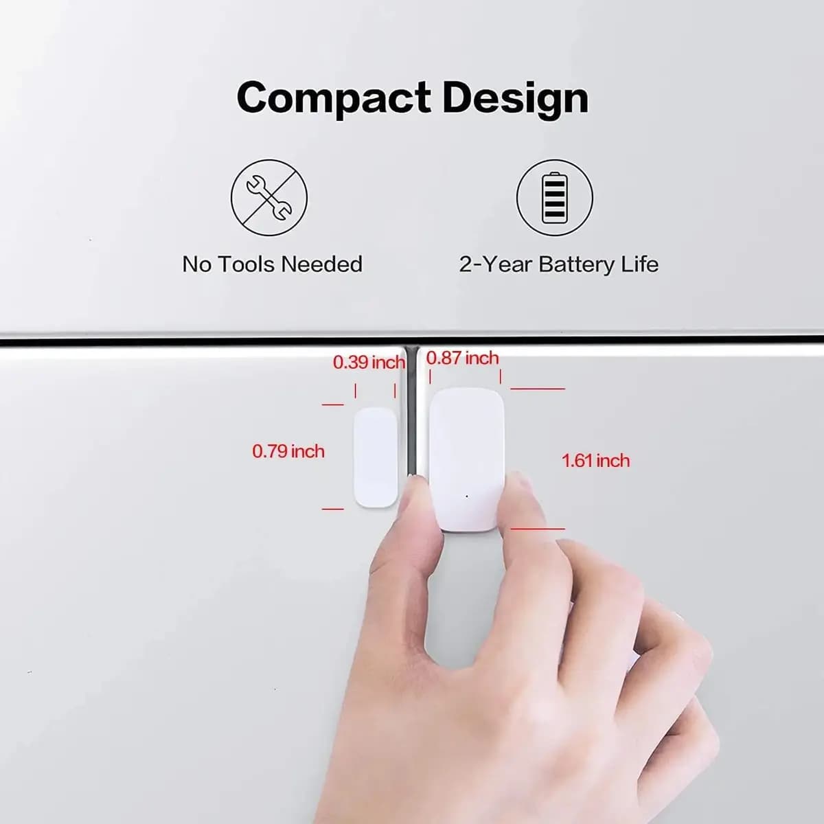 Aqara Door and Window Sensor [1.61 x 0.87 x 0.43 inch (41 x 22 x 11 mm) and 0.79 x 0.39 x 0.39 inch (20 x 9.91 x 9.91 mm), 0.034 Pounds / 15.5g, Zigbee]