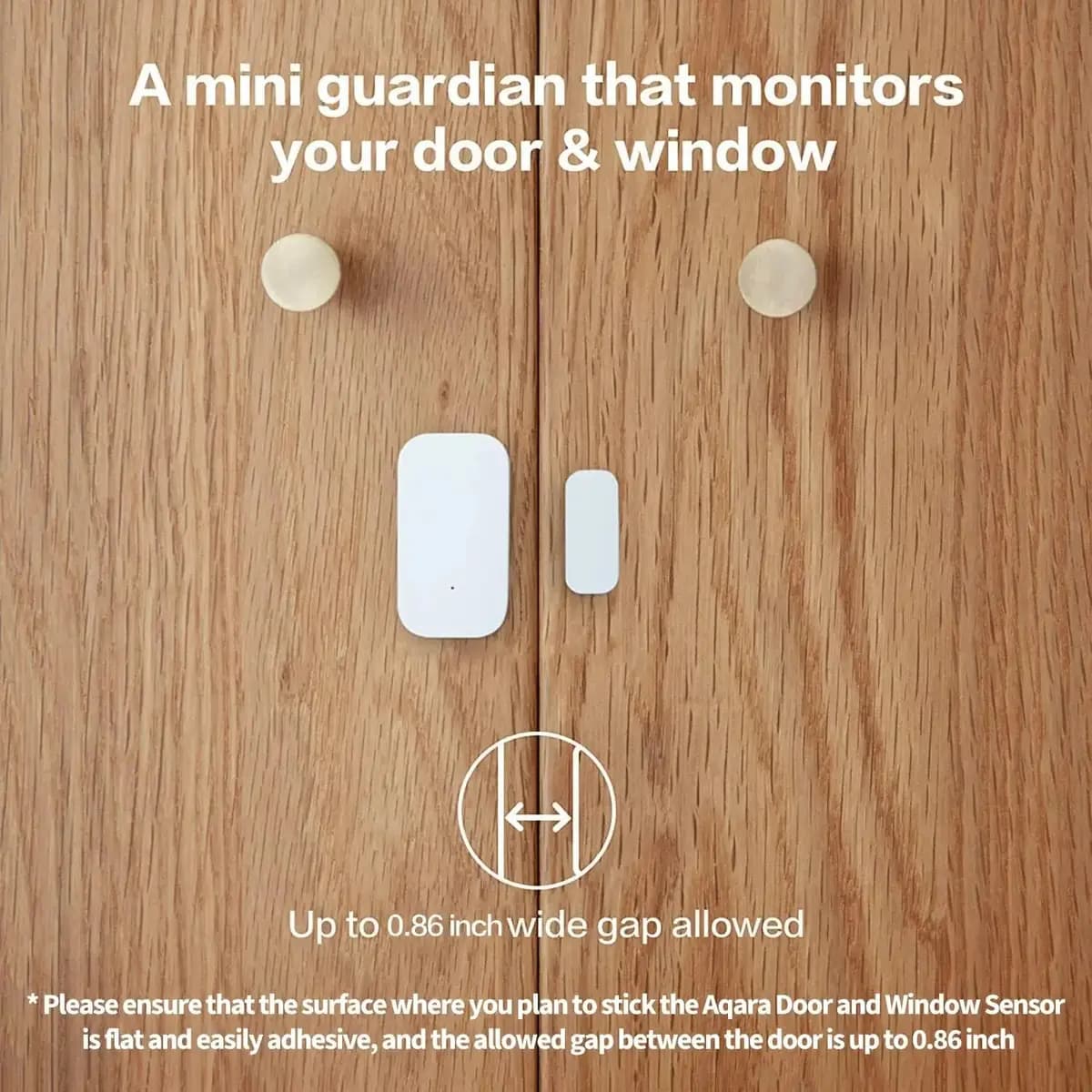 Aqara Door and Window Sensor [1.61 x 0.87 x 0.43 inch (41 x 22 x 11 mm) and 0.79 x 0.39 x 0.39 inch (20 x 9.91 x 9.91 mm), 0.034 Pounds / 15.5g, Zigbee]