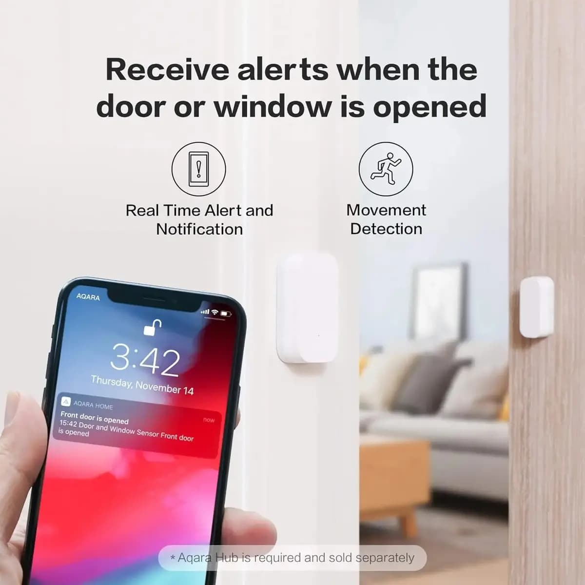 Aqara Door and Window Sensor [1.61 x 0.87 x 0.43 inch (41 x 22 x 11 mm) and 0.79 x 0.39 x 0.39 inch (20 x 9.91 x 9.91 mm), 0.034 Pounds / 15.5g, Zigbee]