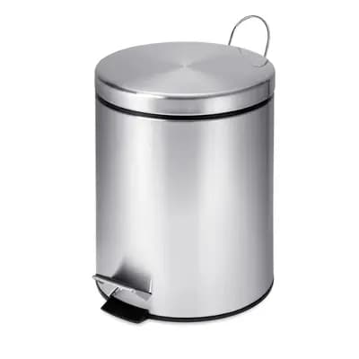 Honey-Can-Do Mini Stainless Steel Trash Can with Lid and Foot Pedal, 5-Liter Small Garbage Bin for B [1.32 gallon, Stainless Steel, 2.85 pounds]