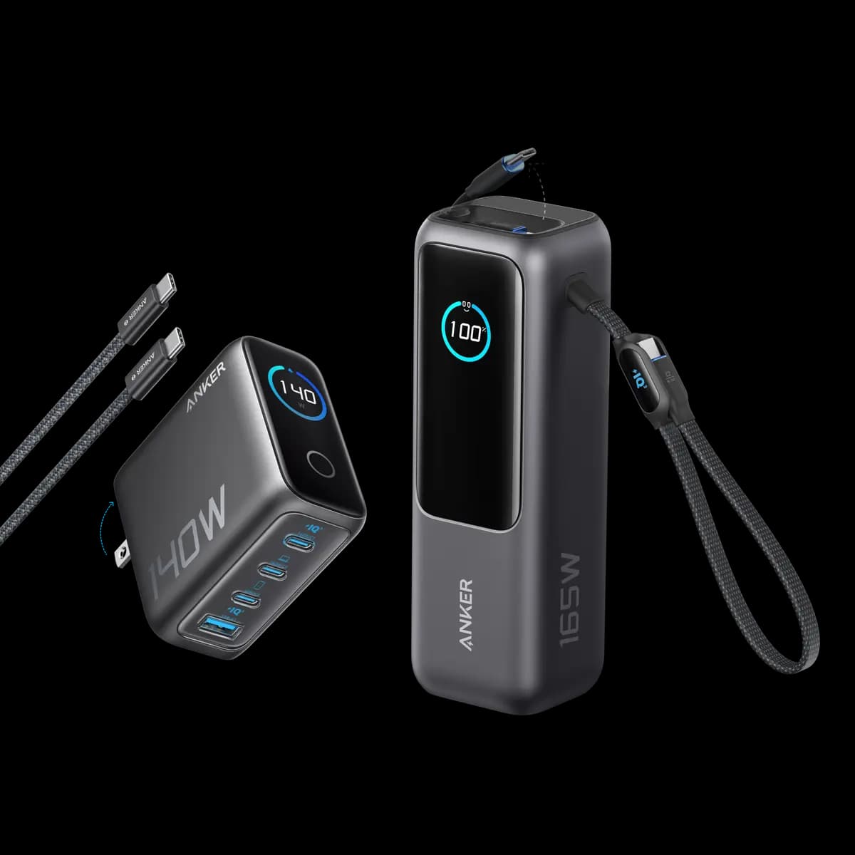 Anker Laptop Power Bank (25K, 165W, Built-In and Retractable Cables) [25,000mAh, 165W Max, 6.18 × 2.12 × 1.93 in (156.97 × 53.85 × 49.02 mm]