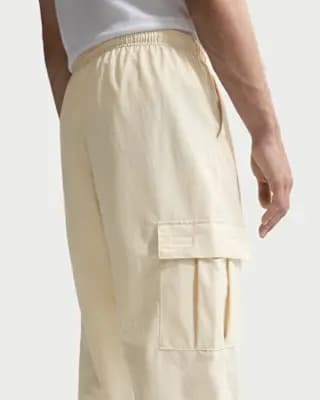 Nike Club Men's Woven Cargo Pants Light Khaki/White [Light Khaki/White, Embroidered Nike Futura logo, Elastic waistband with internal drawcord]
