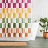 13pc PEVA Checkerboard Shower Curtain and Rings Set Multi - Room Essentials™ [72 Inches (H) x 70 Inches (W), .72 Pounds, Pressed or Molded]