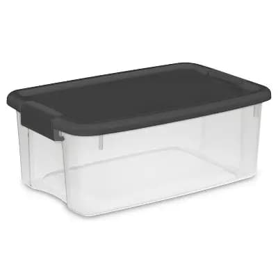 Sterilite 18qt Ultra Clear Latch Box Clear Base Flat Gray Lid and Latches [Plastic, 18 Quart, Spot or Wipe Clean]