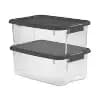 Sterilite 18qt Ultra Clear Latch Box Clear Base Flat Gray Lid and Latches [Plastic, 18 Quart, Spot or Wipe Clean]