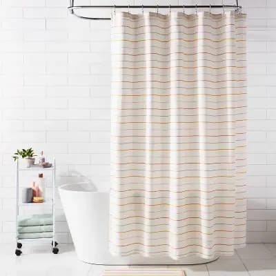 Room Essentials Fabric Thin Striped Shower Curtain - Room Essentialsâ„¢ [100% Recycled Polyester, 1.5 Pounds, 72 Inches (H) x 72 Inches (W)]