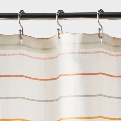Room Essentials Fabric Thin Striped Shower Curtain - Room Essentialsâ„¢ [100% Recycled Polyester, 1.5 Pounds, 72 Inches (H) x 72 Inches (W)]