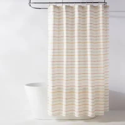 Room Essentials Fabric Thin Striped Shower Curtain - Room Essentialsâ„¢ [100% Recycled Polyester, 1.5 Pounds, 72 Inches (H) x 72 Inches (W)]
