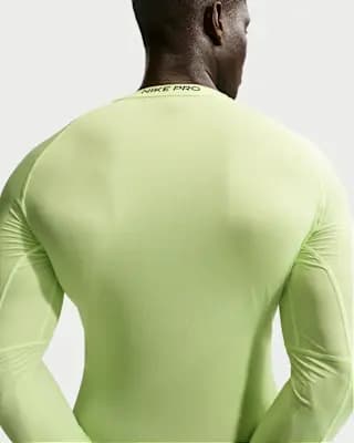 Nike Pro Men's Dri-FIT Tight Long-Sleeve Fitness Top Light Liquid Lime/Black [90% polyester/ 10% spandex, Machine wash, XS-4XL Tall]