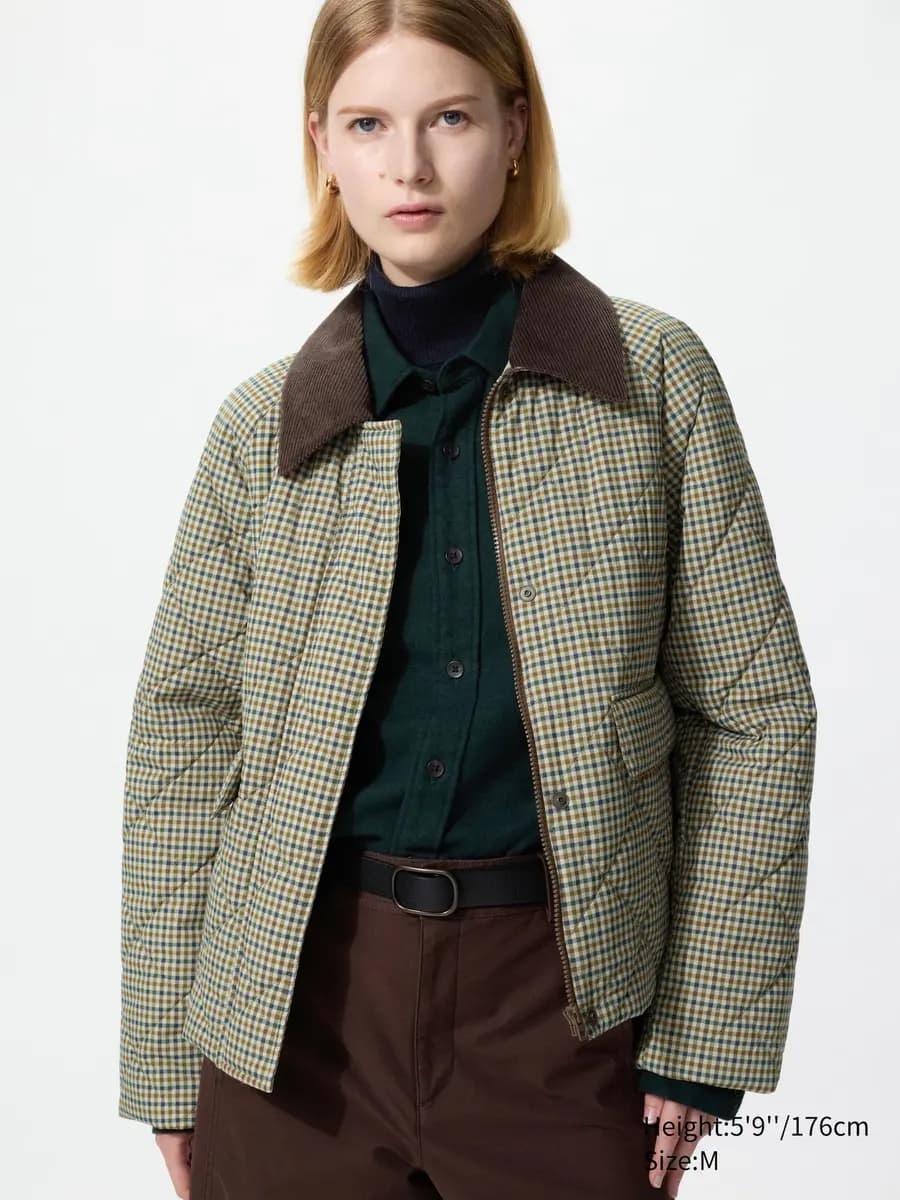 Uniqlo Padded Utility Short Jacket | Pattern Brown [Imported, Hand wash cold, Do not dry clean, Short length for effortless styling.]