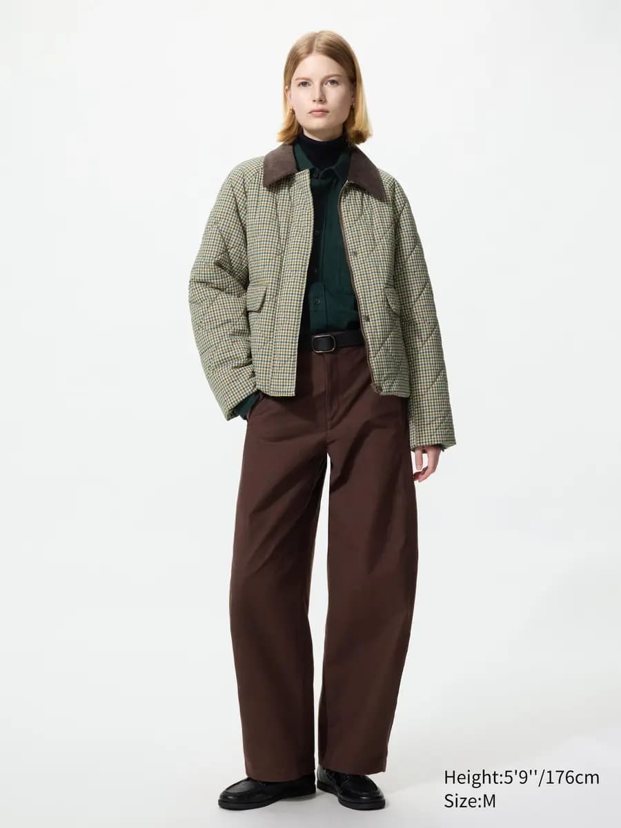 Uniqlo Padded Utility Short Jacket | Pattern Brown [Imported, Hand wash cold, Do not dry clean, Short length for effortless styling.]