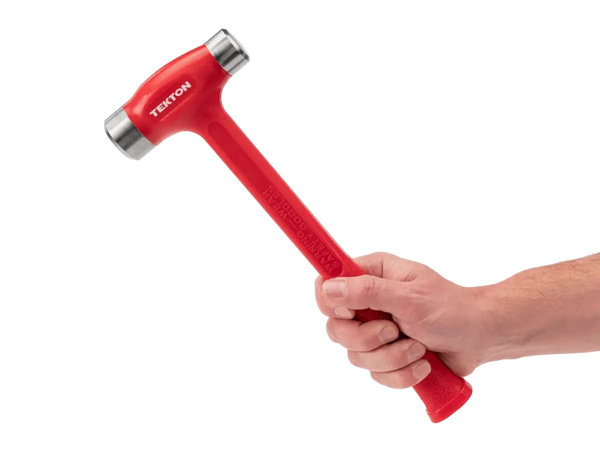 TEKTON 36 oz. Flat Steel Face Dead Blow Hammer [A. Length (in.) 13.0, B. Width (in.) 4.5, C. Height (in.) 1.5]