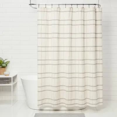 Threshold Woven Dot Plaid Shower Curtain Ivory - Thresholdâ„¢ [100% Cotton, 1.87 Pounds, 72 Inches (H) x 72 Inches (W)]
