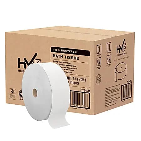 Highmark® ECO JRT 2-Ply Jumbo Toilet Paper, 1250' Per Roll, 100% Recycled, Pack Of 6 Rolls [size class Jumbo, color White, Number Of Rolls Per Unit 6, Number Of Units 1]