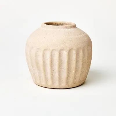 Threshold designed w/Studio McGee Short Carved Ceramic Vase - Threshold™ designed with Studio McGee [4.62 Pounds, Terracotta, Spot or Wipe Clean]