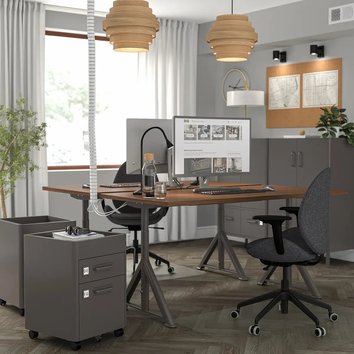 IKEA IDÅSEN Desk, brown/dark gray 63x31 1/2 " [Length 63 ", Width 31 1/2 ", Min. height 25 5/8 "]