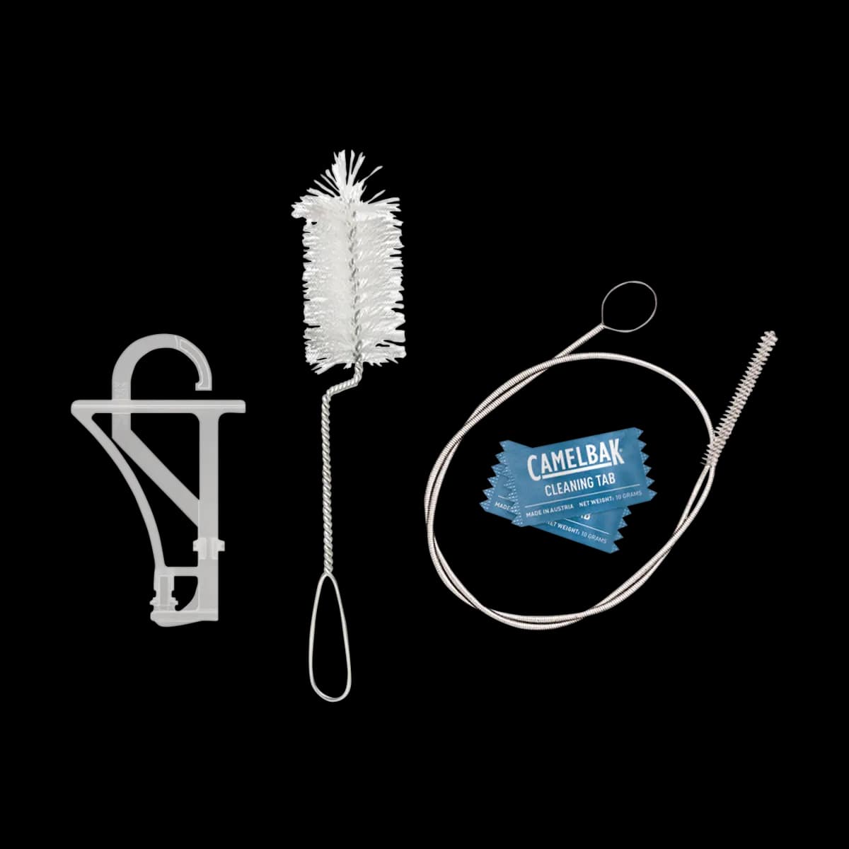 CamelBak Mil Spec Reservoir Cleaning Kit [Reservoir hanger clicks easily, Detached tube clicks easily, Tube brush, reservoir brush,]