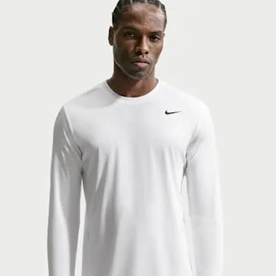 Nike Flex Men's Dri-FIT Long-Sleeve Training Top White/Black [White/Black, 100% polyester, Machine wash]