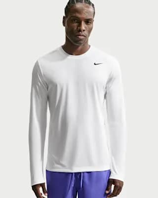 Nike Flex Men's Dri-FIT Long-Sleeve Training Top White/Black [White/Black, 100% polyester, Machine wash]