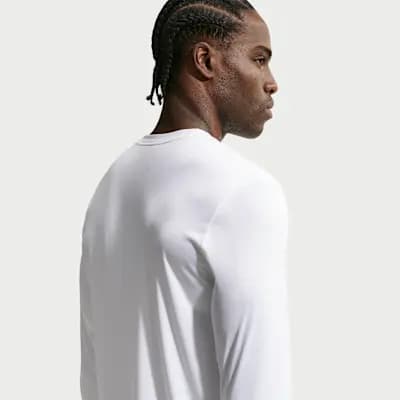Nike Flex Men's Dri-FIT Long-Sleeve Training Top White/Black [White/Black, 100% polyester, Machine wash]