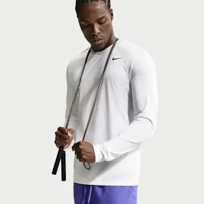 Nike Flex Men's Dri-FIT Long-Sleeve Training Top White/Black [White/Black, 100% polyester, Machine wash]