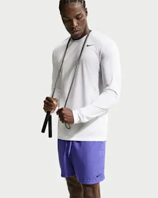 Nike Flex Men's Dri-FIT Long-Sleeve Training Top White/Black [White/Black, 100% polyester, Machine wash]