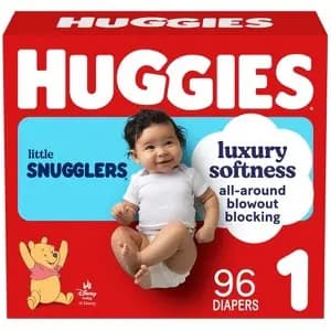 Huggies Little Snugglers Gentle Protection Diapers - Size 1 - 96ct [Features Wetness Indicator, Absorbent Layers, Disposability Do not flush, Safety and Security Features No Fragra
