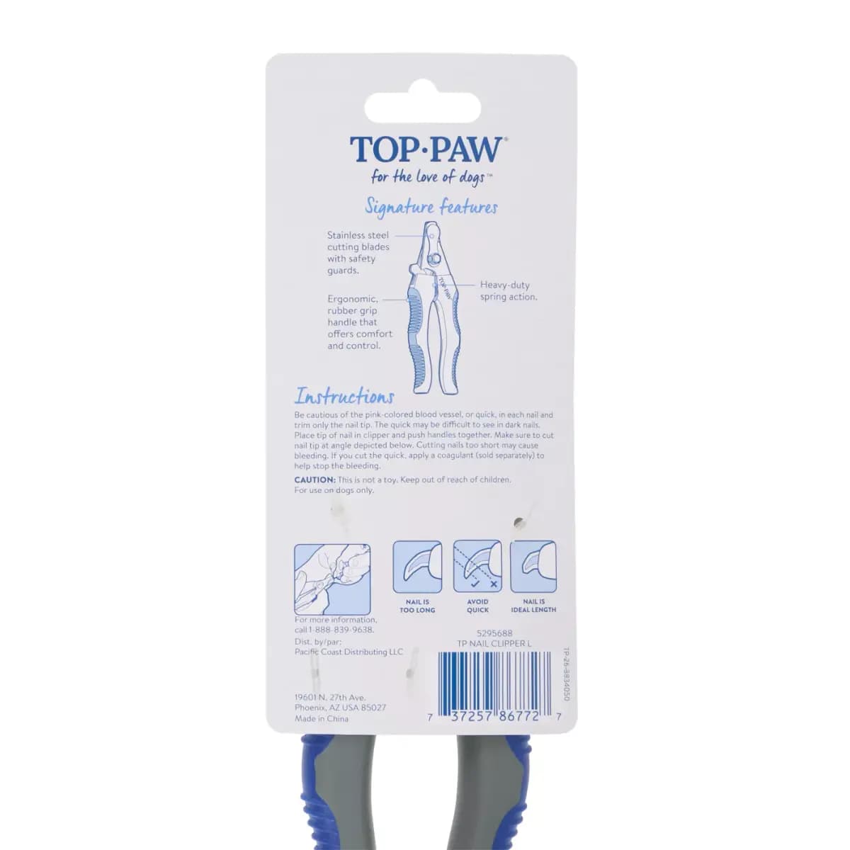 Top Paw® Soft Grip Dog Nail Clipper [Brand Top Paw, Includes 1 Clipper, Intended Pet(s) Medium to Large Dogs, Color Blue, Grey, Silver]
