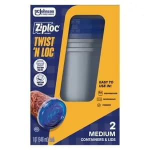 Ziploc Twist 'n Loc Medium Food Storage Containers for School Lunch and Meal Prep - 2ct [Number of Pieces 2, Dimensions (Overall) 4.81 Inches (H) x 7.38 Inches (W) x 4.69, Weight .