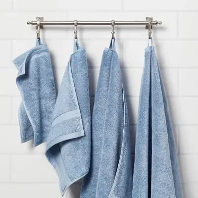 Threshold Total Fresh Antimicrobial Oversized Bath Towel Blue - Thresholdâ„¢: 100% Cotton, Low Lint, Machine Washable [100% Cotton, Heavyweight (550-800 GSM), HOHENSTEIN HTTI]