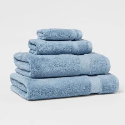 Threshold Total Fresh Antimicrobial Oversized Bath Towel Blue - Thresholdâ„¢: 100% Cotton, Low Lint, Machine Washable [100% Cotton, Heavyweight (550-800 GSM), HOHENSTEIN HTTI]