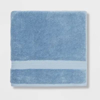 Threshold Total Fresh Antimicrobial Oversized Bath Towel Blue - Thresholdâ„¢: 100% Cotton, Low Lint, Machine Washable [100% Cotton, Heavyweight (550-800 GSM), HOHENSTEIN HTTI]