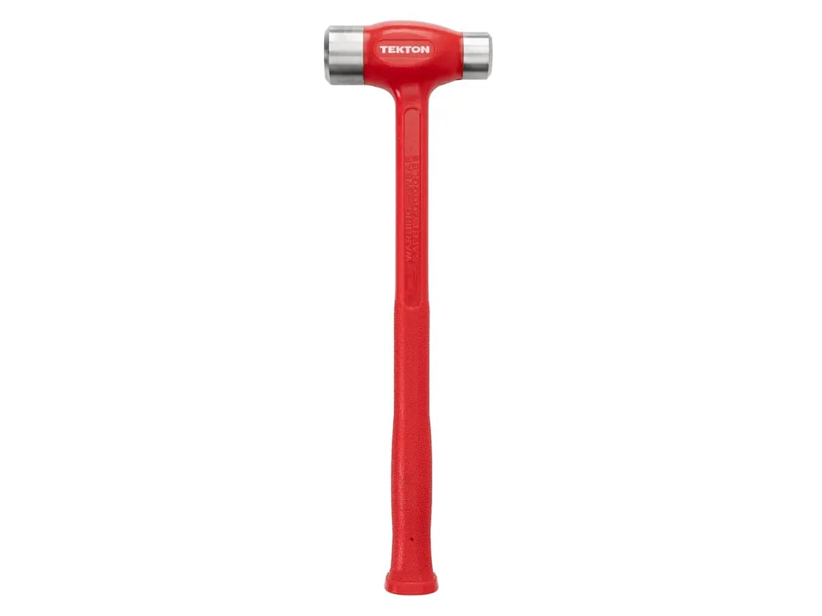 TEKTON 50 oz. Long Handle Flat Steel Face Dead Blow Hammer [A. Length (in.) 16.4, B. Width (in.) 4.8, C. Height (in.) 1.8]